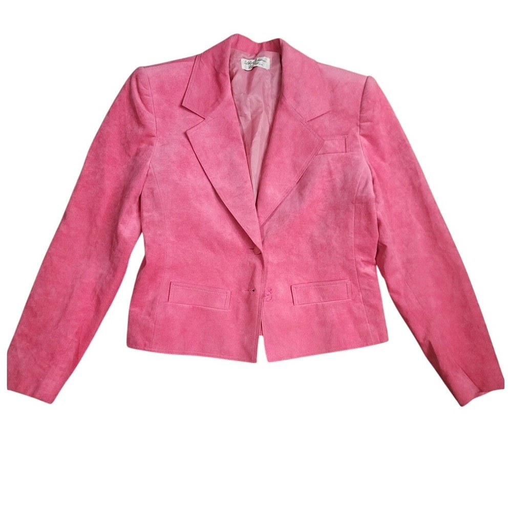 VTG Adolph Schumann for Lilli Ann Pink Ultrasuede Blazer Jacket 70s 80s USA XS/S